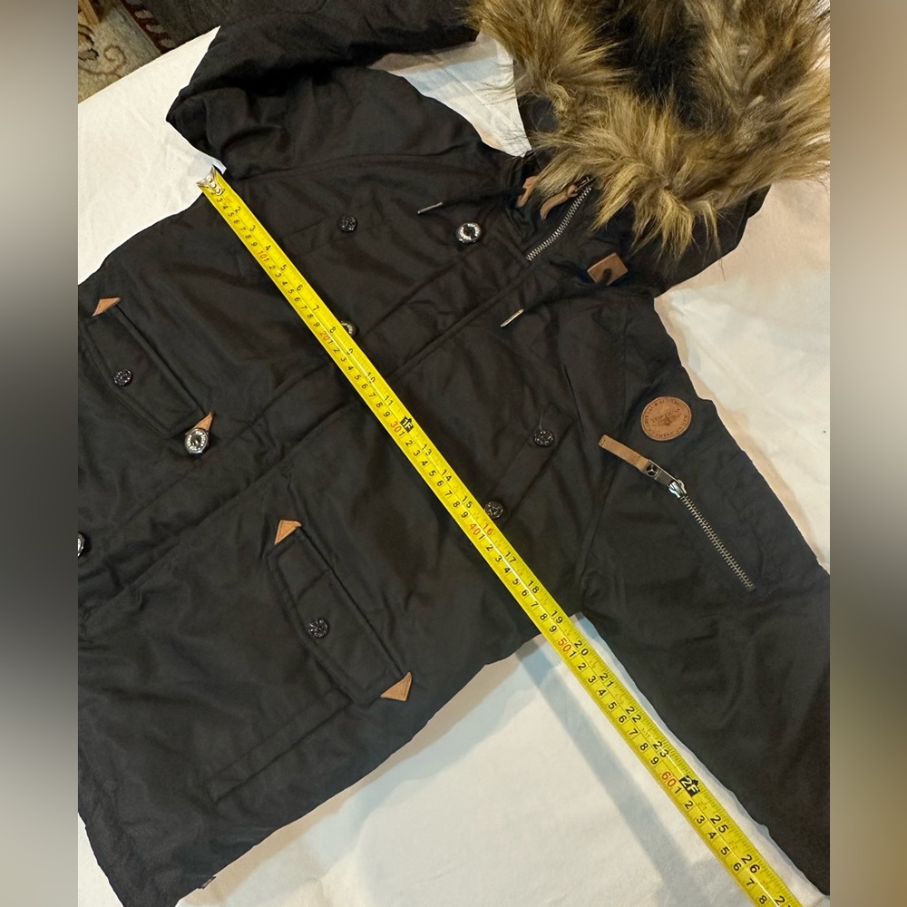 Tommy top Gun Kids Black Puffer Jacket with Faux Fur Hood - Picture 13 of 15